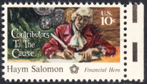 USA Michel 1168 / Scott 1561 postfrisch EINZELMARKE RAND rechts (a2) - 200 Jahre Unabhängigkeit der Vereinigten Staaten von Amerika (1976): Haym Salomon (1740-1795)