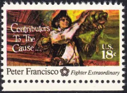 USA Michel 1169 / Scott 1562 postfrisch EINZELMARKE RAND unten (a2) - 200 Jahre Unabhängigkeit der Vereinigten Staaten von Amerika (1976): Peter Francisco (1760-1831)