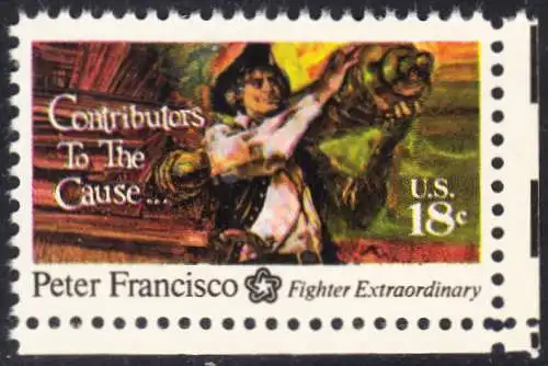 USA Michel 1169 / Scott 1562 postfrisch EINZELMARKE ECKRAND unten rechts - 200 Jahre Unabhängigkeit der Vereinigten Staaten von Amerika (1976): Peter Francisco (1760-1831)
