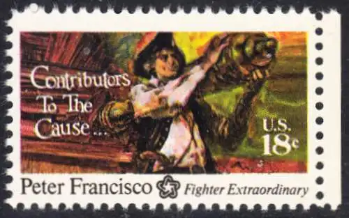 USA Michel 1169 / Scott 1562 postfrisch EINZELMARKE RAND rechts (a1) - 200 Jahre Unabhängigkeit der Vereinigten Staaten von Amerika (1976): Peter Francisco (1760-1831)