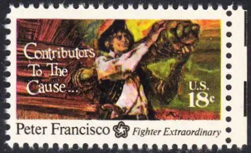 USA Michel 1169 / Scott 1562 postfrisch EINZELMARKE RAND rechts (a2) - 200 Jahre Unabhängigkeit der Vereinigten Staaten von Amerika (1976): Peter Francisco (1760-1831)