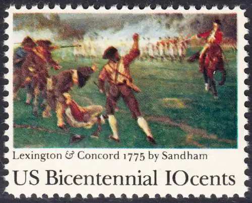 USA Michel 1171 / Scott 1563 postfrisch EINZELMARKE (a3) - 200 Jahre Unabhängigkeit der Vereinigten Staaten von Amerika (1976): 200. Jahrestag der Schlacht von Lexington-Concord