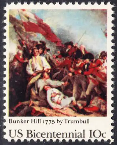 USA Michel 1174 / Scott 1564 postfrisch EINZELMARKE (a2) - 200 Jahre Unabhängigkeit der Vereinigten Staaten von Amerika (1976): 200. Jahrestag der Schlacht von Bunker Hill