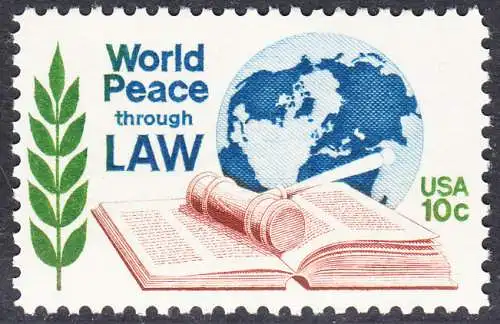 USA Michel 1186 / Scott 1576 postfrisch EINZELMARKE (a2)- Juristenkongress in Washington, DC; Gesetzbuch und Hammer vor Erdkugel