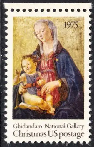 USA Michel 1190 / Scott 1579 postfrisch EINZELMARKE RAND oben (a2) - Weihnachten; Madonna mit Kind