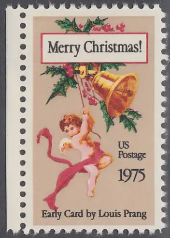 USA Michel 1189 / Scott 1580 postfrisch EINZELMARKE RAND links (Gumm.beeintr.) - Weihnachten