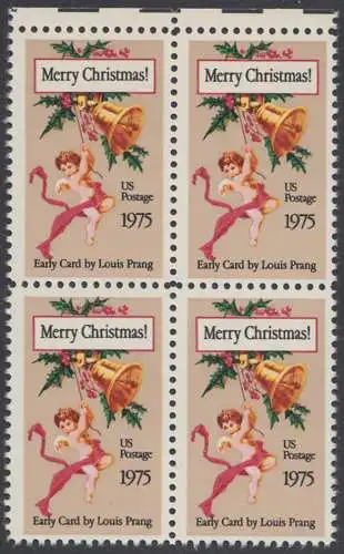USA Michel 1189 / Scott 1580 postfrisch BLOCK RÄNDER oben (Gumm.beeintr. / a1) - Weihnachten