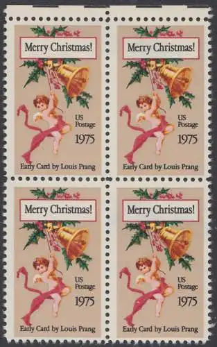 USA Michel 1189 / Scott 1580 postfrisch BLOCK RÄNDER oben (Gumm.beeintr. / a2) - Weihnachten