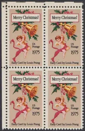USA Michel 1189 / Scott 1580 postfrisch BLOCK ECKRAND oben links (Gumm.beeintr.) - Weihnachten