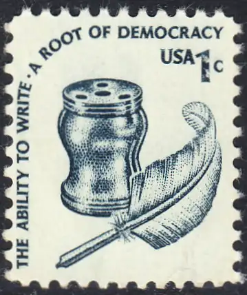 USA Michel 1320 / Scott 1581 postfrisch EINZELMARKE (a2) - Americana-Ausgabe: Tintenfass und Federkiel im Kolonialstil 