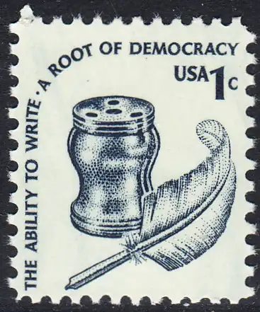 USA Michel 1320 / Scott 1581 postfrisch EINZELMARKE (a3) - Americana-Ausgabe: Tintenfass und Federkiel im Kolonialstil 