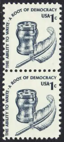 USA Michel 1320 / Scott 1581 postfrisch vert.PAAR - Americana-Ausgabe: Tintenfass und Federkiel im Kolonialstil 