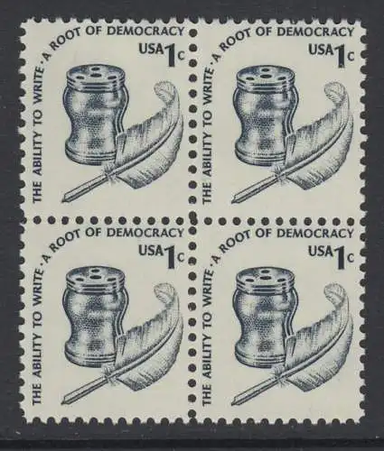 USA Michel 1320 / Scott 1581 postfrisch BLOCK - Americana-Ausgabe: Tintenfass und Federkiel im Kolonialstil 