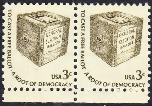 USA Michel 1322 / Scott 1584 postfrisch horiz.PAAR RÄNDER unten - Americana-Ausgabe: Wahlurne