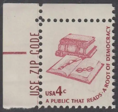 USA Michel 1323 / Scott 1585 postfrisch EINZELMARKE ECKRAND oben links m/ ZIP-Emblem - Americana-Ausgabe: Literatur