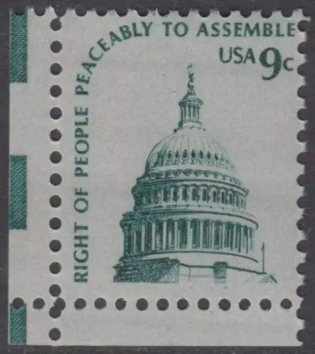 USA Michel 1195 / Scott 1591 postfrisch EINZELMARKE ECKRAND unten links - Americana-Ausgabe: Kuppel des Kongressgebäudes in Washington, DC