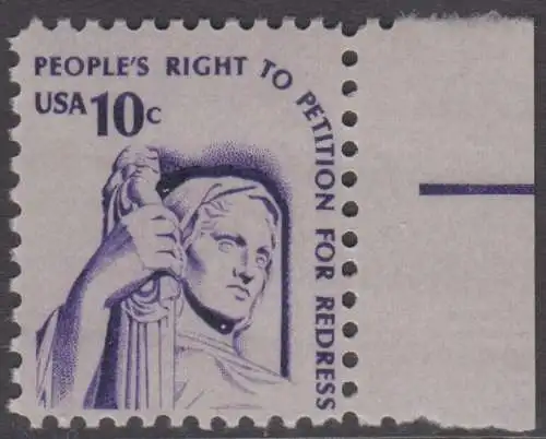 USA Michel 1319 / Scott 1592 postfrisch EINZELMARKE RAND rechts - Americana-Ausgabe: Betrachtung der Gerechtigkeit; Statue von James Earle Fraser 