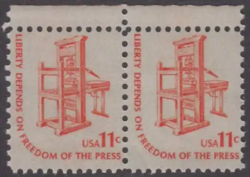 USA Michel 1192 / Scott 1593 postfrisch horiz.PAAR RÄNDER oben - Americana-Ausgabe: Druckpresse
