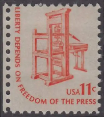 USA Michel 1192 / Scott 1593 postfrisch EINZELMARKE RAND links - Americana-Ausgabe: Druckpresse
