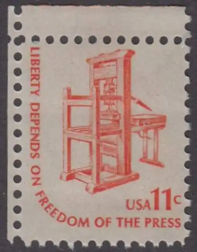 USA Michel 1192 / Scott 1593 postfrisch EINZELMARKE ECKRAND oben links - Americana-Ausgabe: Druckpresse