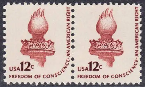 USA Michel 1458A / Scott 1594 postfrisch horiz.PAAR (a2) - Americana-Ausgabe: Fackel der Freiheitsstatue