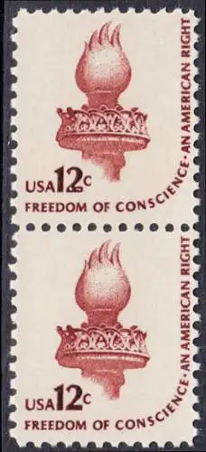 USA Michel 1458A / Scott 1594 postfrisch vert.PAAR (a1) - Americana-Ausgabe: Fackel der Freiheitsstatue