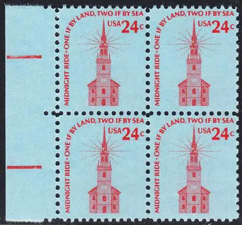 USA Michel 1193 / Scott 1603 postfrisch BLOCK RÄNDER links - Americana-Ausgabe: Alte Nordkirche, Boston