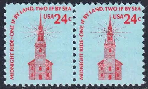 USA Michel 1193 / Scott 1603 postfrisch horiz.PAAR - Americana-Ausgabe: Alte Nordkirche, Boston