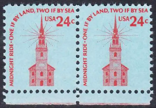USA Michel 1193 / Scott 1603 postfrisch horiz.PAAR RäNDER unten - Americana-Ausgabe: Alte Nordkirche, Boston