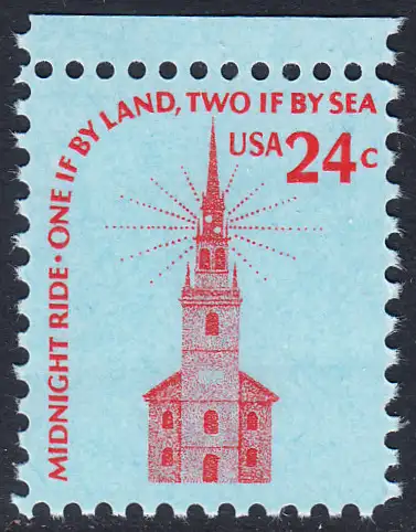 USA Michel 1193 / Scott 1603 postfrisch EINZELMARKE RAND oben - Americana-Ausgabe: Alte Nordkirche, Boston