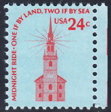 USA Michel 1193 / Scott 1603 postfrisch EINZELMARKE RAND rechts - Americana-Ausgabe: Alte Nordkirche, Boston