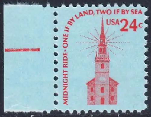 USA Michel 1193 / Scott 1603 postfrisch EINZELMARKE RAND links - Americana-Ausgabe: Alte Nordkirche, Boston