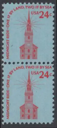 USA Michel 1193 / Scott 1603 postfrisch vert.PAAR (a2) - Americana-Ausgabe: Alte Nordkirche, Boston