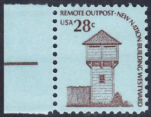 USA Michel 1357 / Scott 1604 postfrisch EINZELMARKE RAND links (a1) - Americana-Ausgabe: Wachturm des Fort Nisqually, WA (erbaut 1833)
