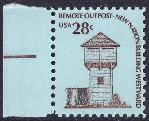 USA Michel 1357 / Scott 1604 postfrisch EINZELMARKE RAND links (a2) - Americana-Ausgabe: Wachturm des Fort Nisqually, WA (erbaut 1833)