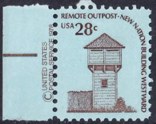 USA Michel 1357 / Scott 1604 postfrisch EINZELMARKE RAND links m/ copyright symbol - Americana-Ausgabe: Wachturm des Fort Nisqually, WA (erbaut 1833)