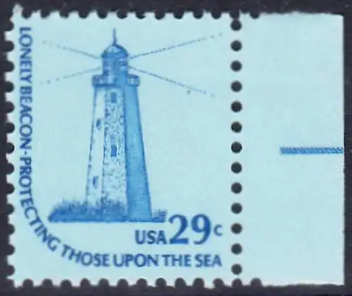 USA Michel 1334 / Scott 1605 postfrisch EINZELMARKE RAND rechts (a1) - Americana-Ausgabe: Sandy-Hook-Leuchtturm, NJ 