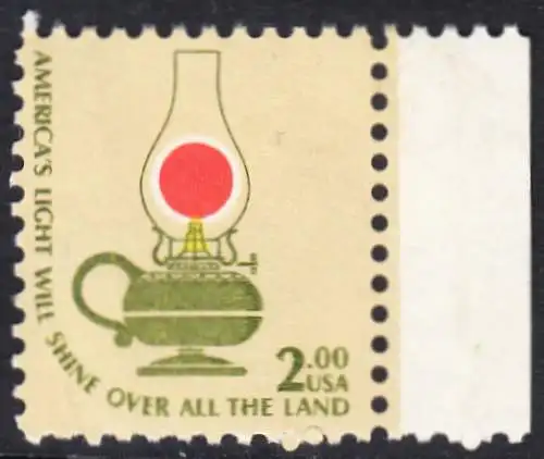 USA Michel 1370 / Scott 1611 postfrisch EINZELMARKE RAND rechts - Americana-Ausgabe: Kerosinlampe