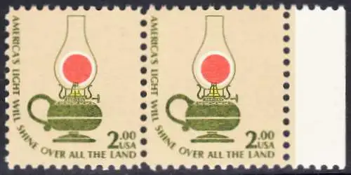 USA Michel 1370 / Scott 1611 postfrisch horiz.PAAR RAND rechts - Americana-Ausgabe: Kerosinlampe