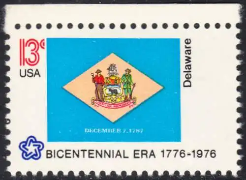 USA Michel 1203 / Scott 1633 postfrisch EINZELMARKE RAND oben - Staats-Flaggen: Delaware