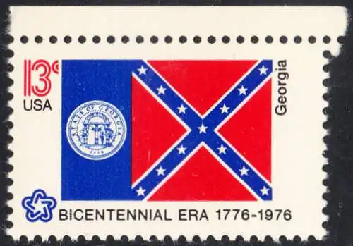 USA Michel 1206 / Scott 1636 postfrisch EINZELMARKE RAND oben - Staats-Flaggen: Georgia