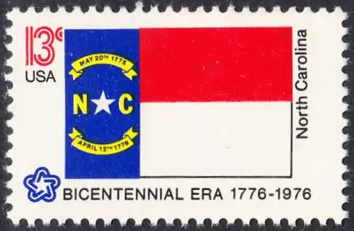 USA Michel 1214 / Scott 1644 postfrisch EINZELMARKE  - Staats-Flaggen: North Carolina