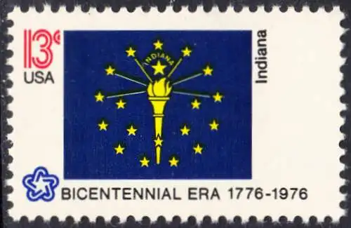 USA Michel 1221 / Scott 1651 postfrisch EINZELMARKE  - Staats-Flaggen: Indiana