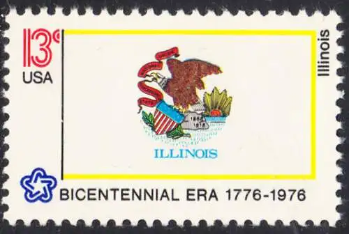 USA Michel 1223 / Scott 1653 postfrisch EINZELMARKE  - Staats-Flaggen: Illinois
