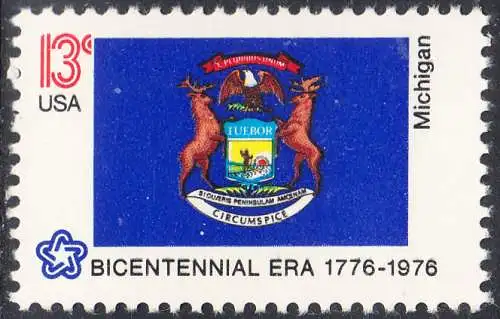 USA Michel 1228 / Scott 1658 postfrisch EINZELMARKE  - Staats-Flaggen: Michigan
