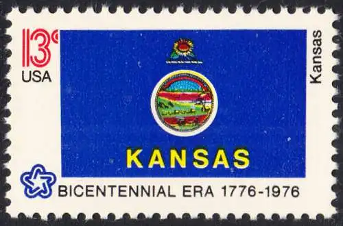 USA Michel 1236 / Scott 1666 postfrisch EINZELMARKE - Staats-Flaggen: Kansas