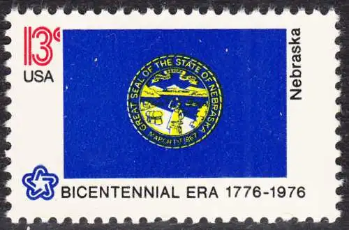 USA Michel 1239 / Scott 1669 postfrisch EINZELMARKE - Staats-Flaggen: Nebraska
