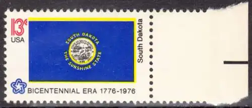 USA Michel 1242 / Scott 1672 postfrisch EINZELMARKE RAND rechts - Staats-Flaggen: South Dakota