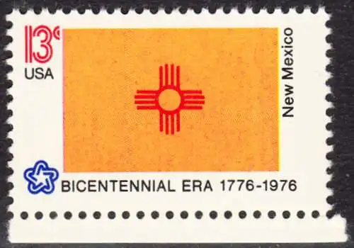 USA Michel 1249 / Scott 1679 postfrisch EINZELMARKE RAND unten - Staats-Flaggen: New Mexico