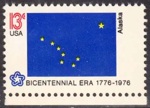 USA Michel 1251 / Scott 1681 postfrisch EINZELMARKE RAND unten - Staats-Flaggen: Alaska